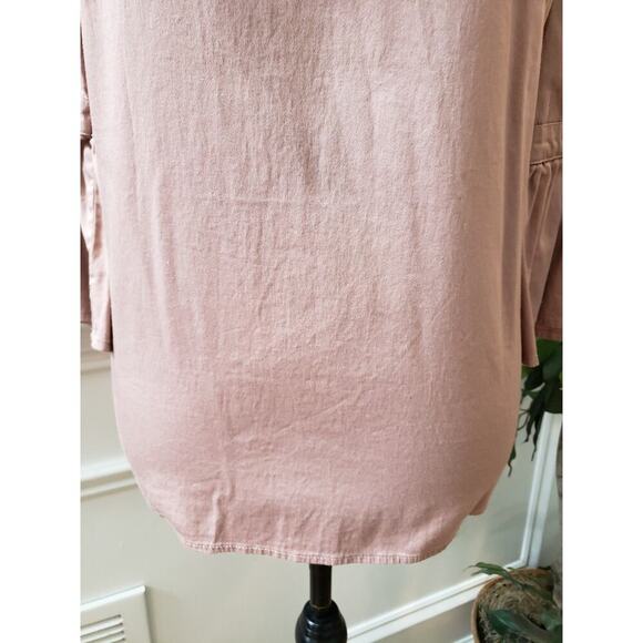 Como Vintage Trim Bell Sleeve Top Women's Size Medium Pink Cotton Boat Neck - Picture 3 of 11